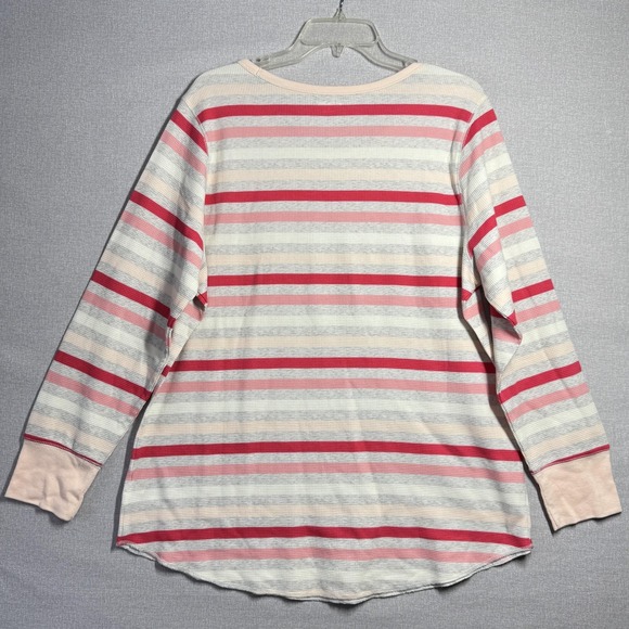 Old Navy Shirt Womens 2X Multicolor Stripe Long Sleeve Thermal Waffle Knit Top - Picture 4 of 8